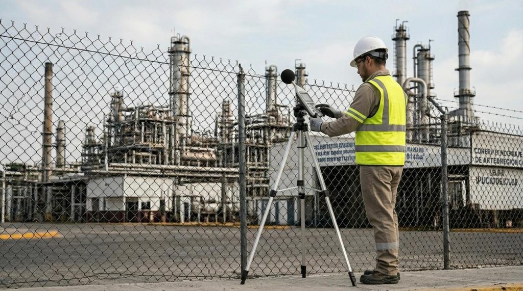 Especialista realizando una evaluaci&oacute;n t&eacute;cnica en una instalaci&oacute;n industrial
